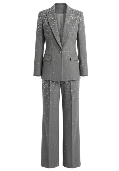 Flashy Girl Crystal Embellished Suit in Grey